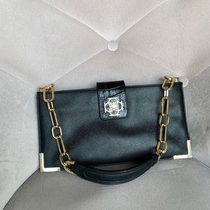 Ann Taylor DeLancy chain link black leather bag
